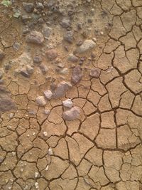 High angle view of cracked land