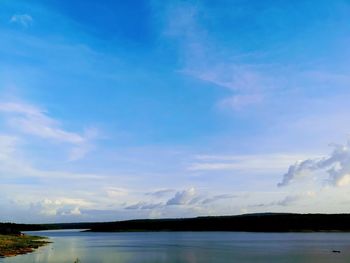 Scenic view of sea against blue sky