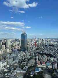 High angle view of townscape against sky