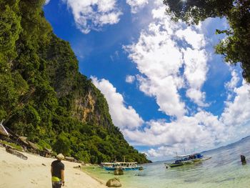 Panoramic view of sea against cloudy sky