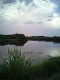 Scenic view of lake against sky