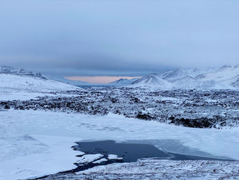 Scenic view of snowcapped landscape against sky