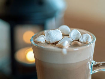 Close-up. cup of cocoa with marshmallows. still life.