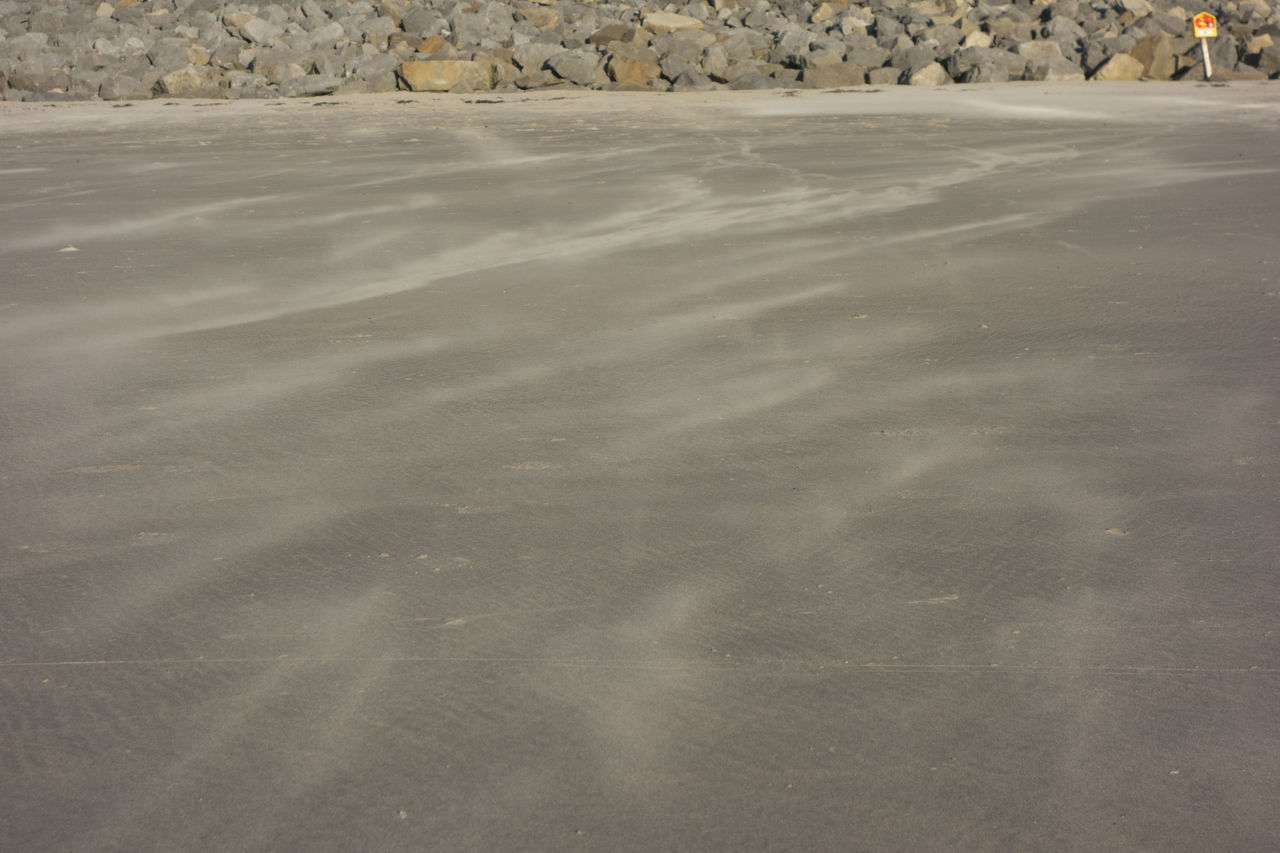 HIGH ANGLE VIEW OF SAND DUNE ON BEACH