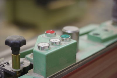 Close-up of control panel of machinery