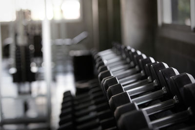 Close-up of seats on table