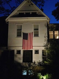 Low angle view of building against sky at night