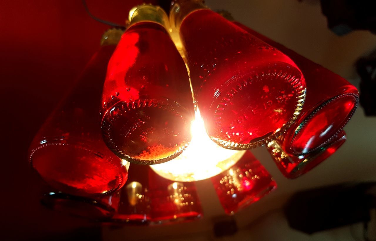 HIGH ANGLE VIEW OF ILLUMINATED LAMP