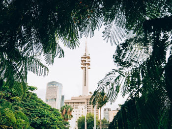 Low angle view of communications tower