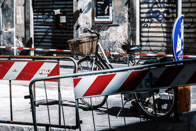 Bicycle parked on street