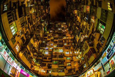 Low angle view of buildings at night