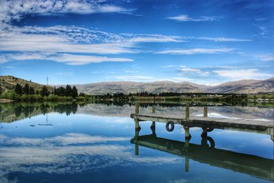 Scenic view of lake against sky