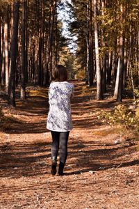 Rear view of man standing in forest