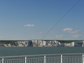 Scenic view of sea against blue sky