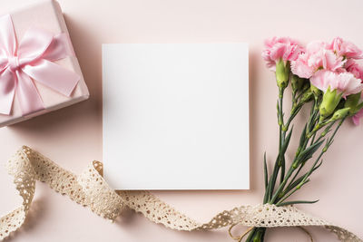 Directly above shot of pink flower on table