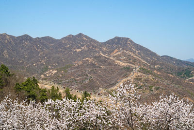 Scenic view of mountains against clear sky