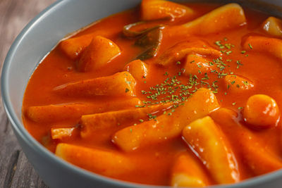 High angle view of noodles in bowl