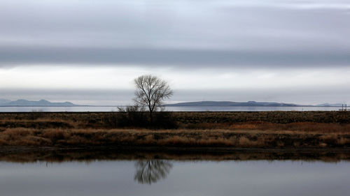 Scenic view of lake against sky