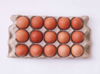 Directly above shot of eggs in box