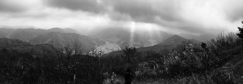 Panoramic view of mountains against sky