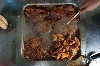 Close-up of person preparing food
