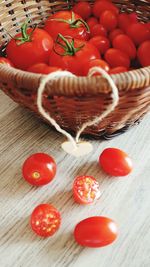 High angle view of fruits on table