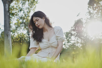 Young woman looking at camera