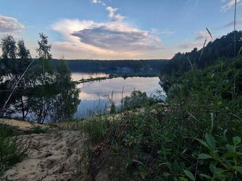 Scenic view of lake against sky