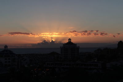 Buildings at sunset