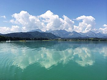 Scenic view of lake against mountain range