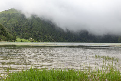 Scenic view of lake against sky