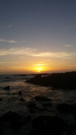 Scenic view of sea against dramatic sky