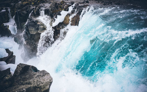 Scenic view of waterfall