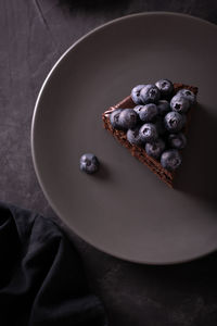 High angle view of breakfast in plate on table