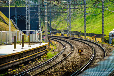 Train on railroad track amidst trees