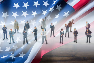 Figurines on american flag