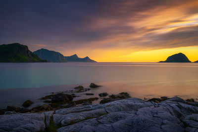 Scenic view of sea against sky during sunset