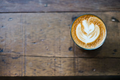 Directly above shot of cappuccino on table