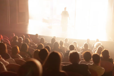 Audience at the theater watching a play