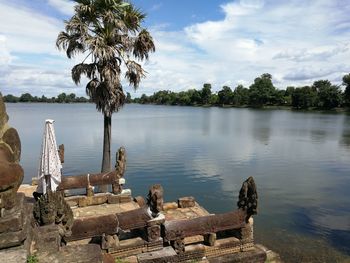 Scenic view of lake against sky