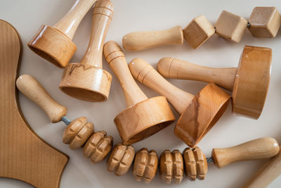 Close-up of wooden blocks on table