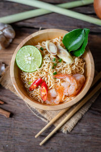 Close-up of seafood served on table