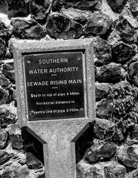 Close-up of text on rock