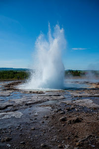 Geysir in iceland during a sunny summer day