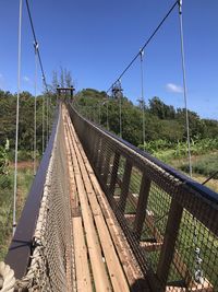 Railroad tracks against clear sky