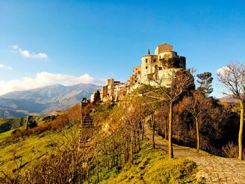 View of fort on mountain against sky