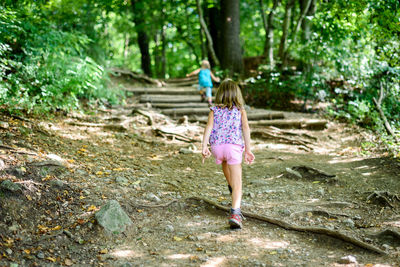 Sisters in forest