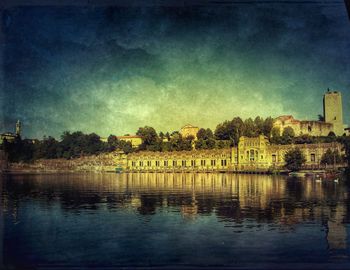 Reflection of built structures in water
