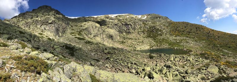 Scenic view of rocky mountains against sky