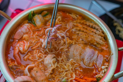 Close-up of soup in bowl